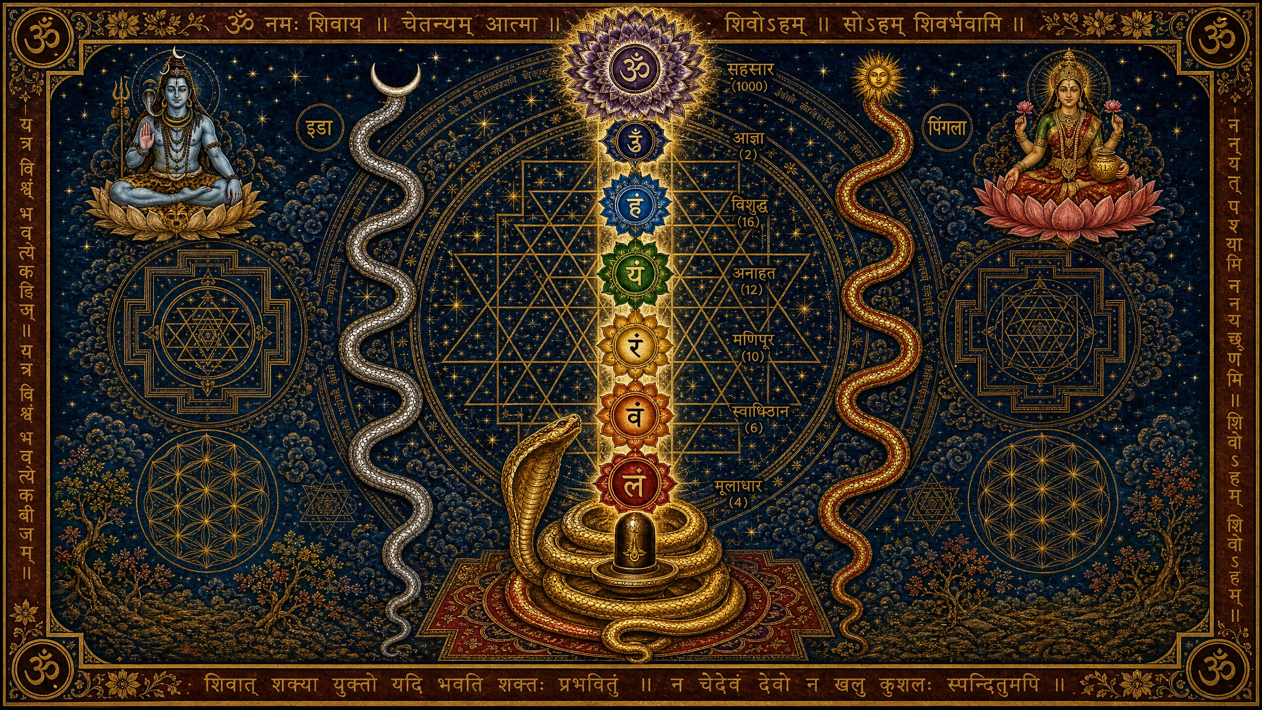 Kundalini energy as a serpent coiled at the base of the spine, dormant and waiting to rise