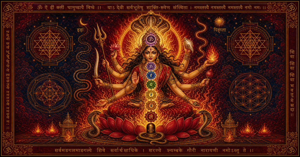 Kundalini Shakti as the divine feminine, a luminous living energy coiled within the body 